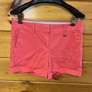 Nautica Shorts Womens 6 Coral Chino Flat Front 5" Cotton Stretch Pockets